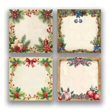 1/4pcs Vintage Christmas Border Sticky Notes Set, Self-Adhesive Strong No-Residue Memo Stickers, Aesthetic Holiday Holly & Pine Cone Pattern Stationery, Suitable For Junk Journal, Scrapbooking, Holiday Note-Taking And DIY Crafts Decoration - Square - View 7
