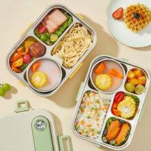 304 Stainless Steel Bento Box, Adult Lunch Box With Soup Bowl And Utensils, Leak-Proof Microwave Lunch Containers, Compartment Divided Meal Prep Containers, Metal Travel Food Containers For Student Office - Multicolor - View 2
