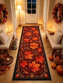 1pc Maple Leaf Autumn/Winter Hallway Runner Rug, Corridor Long Strip Carpet, Area Rug, Mat, Home Decor, Living Room Area Rug, Living Room Home Decor, Room Decor, Washable Carpet - Multicolor - View 3