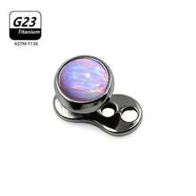 1PC ASTM F136 Titanium Crystal Dermal Anchor Tops 5mm Zirconia 14G Surface Piercing Skin Base Piercing Jewelry - Multicolor - View 20
