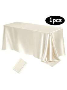 102 X 58 Inch Satin Tablecloth, Rectangular Bed Skirt, Silky Fabric, Champagne Color Party Tablecloth Suitable For Rectangular Dining Tables, Parties, Holidays, Weddings (Ivory White) - Beige - View 22