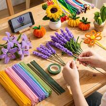 758pcs Handmade Chenille Stems, 10 Colors Large Pack, Suitable For Arts & Crafts, Flower Stems, Wrapping Paper, Pearls, Greeting Cards, Tape, Flower Centers, Ribbons, DIY Floral Crafts, Creative Projects, Holiday Decorations And Children's Crafts - Pipe Craft - View 9