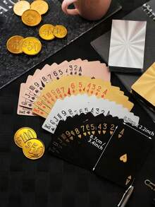 1 Deck 24K Gold Foil Playing Cards, Waterproof Plastic Playing Cards, Suitable For Family Games And Gatherings - Fashion Playing Cards, Halloween, Birthday Gift - View 4