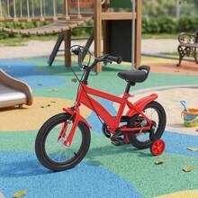 SHIOUCY 14'' Wheel Red Kids Bike, Adjustable Seat Children's Learning Bicycle With Auxiliary Wheels For Beginner Riding - Red - View 2