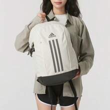 Adidas Unisex Couple Backpack Classic Striped Zipper Closure Polyester Book Bag Ochre Brown & Black IX3178 - Alumina Brown & Black - View 8