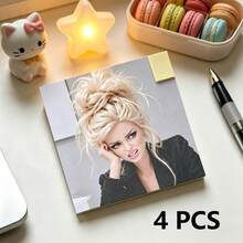 1/4 Pcs Niche Western Retro Hot Girl Square Sticky Notes, Bunhead Cold Beauty Unique Patterns, Thick Paper Non-Bleeding, Suitable For Shopping Lists, Error Marking, Cork Board Decoration, And Prank Card Additions - one-size - View 9