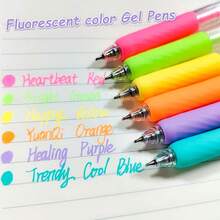 6pcs Fluorescent Colorful Gel Pen Set, 0.7mm Medium Tip, Gel Pens With Clips, Suitable For Professional Art Drawing, Illustration And Crafting, Back To School, Office Supplies - Rectangle - View 4