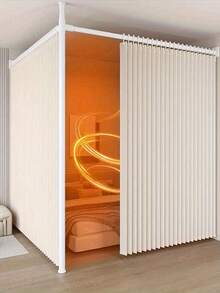 1PC-Minimalist Folding Room Divider Curtain, Thick Fabric, Excellent Light Blocking, Strong Privacy, Suitable For Living Room, Bedroom, Walk-In Closet, Bathroom And Balcony, Space-Saving, Durable And Easy To Clean - ML0 - View 4
