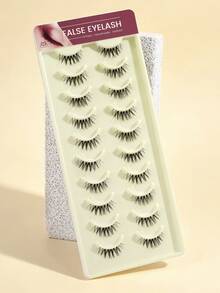 MAANGE 10 Pairs D Curl Half Lash, Cat Eye Lashes, Lengthening Eye Tail, Gift For Women, Transparent Invisible Band, Soft Cat Eye Style, 3D Natural Voluminous False Eyelashes, Suitable For Daily Makeup - Multicolor - View 3