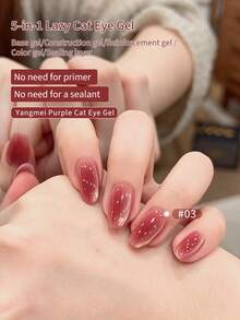 SHANGFEIYA 10ml Ebony Red Magnetic Cat Eye Gel Polish 5‑In‑1 Multi‑Function Gel Tanpa Primer Tanpa Top Coat Cat Eye Nail Gel Gift Set Dengan Magnet Untuk DIY 1pc/4PCS - MultiWarna - View 11