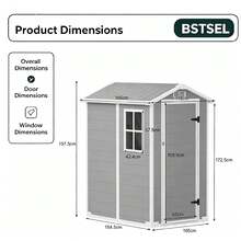 AYAYM All-Weather Resin Outdoor Garden Shed Reinforced Tool Storage Shed - Grey - View 2