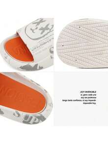 Chanclas para hombre con diseños de caricaturas, transpirables para uso doméstico y exterior. Suela gruesa amortiguante, plantilla de masaje bicolor, suave material EVA. Modelo para parejas - Naranja - Ver 10