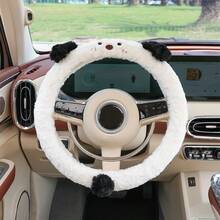 Car Steering Wheel Cover, Plush Cartoon Puppy Non-Slip Design, Autumn/Winter Car Interior Accessory, Suitable For Female Car Owners Car Decoration, Holiday Gift - Multicolor - View 14