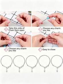 3/6/12/24/50/100pcs Gold Plated Snake Chain Bracelet Set, With Heart-Shaped Lobster Clasp, European Style, Suitable For Christmas DIY, Applicable For Women's Jewelry Accessories, Also Can Be Used For Bracelet Making - Multicolor - View 2