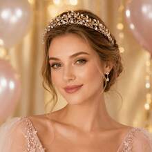 1pc Fashionable & Elegant Artificial Rhinestone Tiara - Sparkling Ball Crown, Graceful Dance Hair Accessory, Suitable For Prom, Graduation Ball, Party And Holiday Events - Silver - View 1