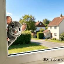 1/2pcs Peeking Mouse Window Stickers, Fun Animal Static Cling PVC Decals, 3-Layer Printed Reusable Removable Window Decor, Double-Sided Visible, Suitable For Glass Cabinet Doors, Autumn Home Decor, Halloween, Christmas Home Decoration - Multicolor - View 4