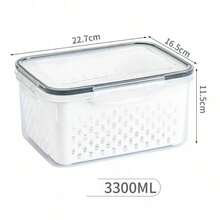 6pcs Plastic Food Storage Containers With Lids, Multi-Functional Airtight Fresh-Keeping Boxes For Refrigerator, With Drain Basket Set, Suitable For Fruit, Vegetable And Kitchen Food Storage (3 Drain Baskets + 3 Fresh-Keeping Boxes) - White - View 13
