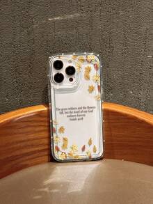 1pc Autumn Fallen Leaves Bible Quote Pattern Full Coverage TPU Anti-Drop Phone Case Compatible With Apple 17 16 15 14 13 12 11 Pro Max And Series - Multicolor - View 4