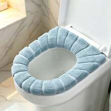 1pc New Super Soft Thick Plush Toilet Seat Cover. Washable And Reusable, Easy To Install, Suitable For Most Standard Toilet Seats And Suitable For Warm And Comfortable Bathroom Use. - Multicolor - View 2