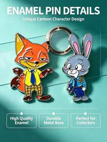 Disney 2pcs Zootopia Cute Cartoon Fox & Rabbit Enamel Pins, Random Style 4pcs Creative Character Brooch Pins For Collar Decoration, Backpack, Jacket And Clothing Accessories - Multicolor - View 5