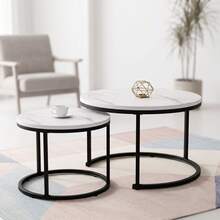 Super life A Compact Nordic Style Coffee Table, Available In Multiple Sizes Including Round And Minimalist Modern Round Coffee Tables Or Side Tables, Suitable For Small Living Rooms. White, Furniture, Table - Multicolor - View 6