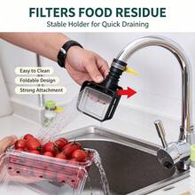 Kitchen Sink Accessories Set, Faucet Water Filter Sprayer & Sink Food Residue Strainer Holder, Foldable Sink Waste Filter Rack For Kitchen Sink, Reusable Drain Net Bag Included, Household Kitchen Gadget+ - Set - View 6