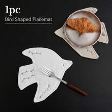 White Bird Shaped Coaster, Mori Style Minimalist Design, Bird Silhouette, Plate Coaster, Suitable For Home Dining Table, Japanese B&B, Afternoon Tea Platter, Light Meal Gathering, Cafe Tabletop Decoration - Multicolor - View 1