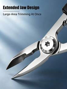 Long Straight Jaw Toenail Clippers, Stainless Steel Thick Hard Ingrown Nail Cutter, Non-Slip Handle Spring Loaded Pedicure Nail Tool - Black - View 2