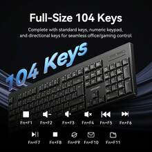 VENTION Kombo Keyboard dan Mouse Nirkabel Senyap, Keyboard Membran 2.4G Ukuran Penuh 104 Tombol dengan Numpad, Mouse Ergonomis Tipis Plug-Play untuk Laptop Desktop PC, Hitam - View 6