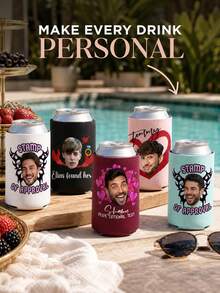 1pc Customized Photo Cup Covers, Personalized Photo Heat-Resistant Sleeves, Single Party Gifts, Customized Drink Cup Covers, Bridal Party Supplies, Single Party Accessories. - Multicolor - View 2