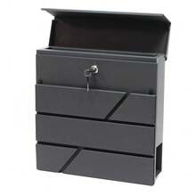 ⭐⭐⭐⭐⭐ LETTERBOX WITH NEWSPAPER COMPARTMENT 2 KEYS MAILBOX RAL 9005 BLACK ⭐⭐⭐⭐⭐- - C - Übersicht 1