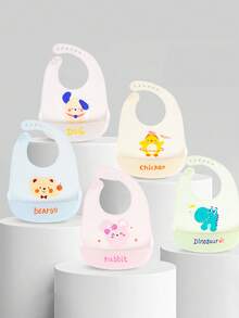 1pc Lightweight Silicone Baby Bib, Portable Dust-Proof, Water-Proof, Oil-Proof, Stain-Resistant, Silicone Material - Multicolor - View 2