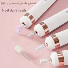 Five In One Portable Nail File, Electric Nail Drill With 5 Accessory Drills, USB Charging With LED Lights, Adjustable Speed, Suitable For Nail Art And Nail Care Tools, Electric Nail File Set, Ideal For Birthday And Holiday Gifts - Multicolor - View 6