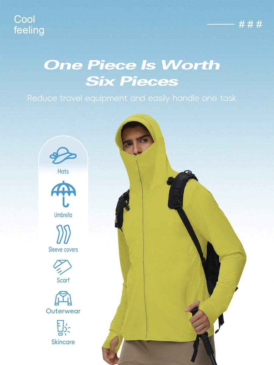 Men's UPF 50+ Sun Protection Hoodie Shirt Long Sleeve Rash Guard Fishing SPF Outdoor UV Shirt Lightweight