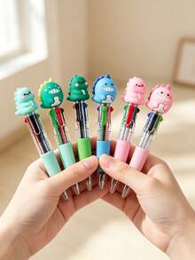 Cute Dinosaur 4-In-1 Multi-Color Ballpoint Pen, 3D Cartoon 3D Pen Head Portable Planner Pen, Student Note-Taking Marking School Supplies - Multicolor - View 7