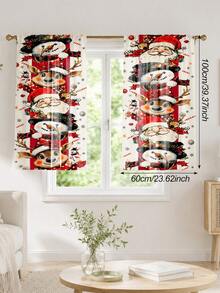 2pcs Cartoon Christmas Vertical Stacked Character Curtains, Santa Claus Snowman Reindeer Snowflake Candy Print, Polyester Material, Pocket Rod Installation, Merry Christmas Decoration 2027 Home Seasonal Bedroom Living Room Kitchen Bathroom Laundry Room Curtains, New Year Decoration, Machine Washable, Good Light Transmittance, Christmas Atmosphere Decorative Curtains, Multiple Sizes Available, 2D Flat Print, Super Cool Decorative Curtains - Multicolor - View 13