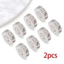 2pcs Silvery Plated Cubic Zirconia Spacer Beads Rhinestone Round Flat Heart Twist Metal Spacers For DIY Bracelet Necklace Jewelry Making Findings - Silver - View 27