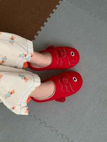 XIXITIAO Cute Carp Novelty Home Slippers, Lightweight Cozy Warm Closed‑Toe Indoor House Slippers For Winter - Red - View 7