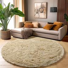 1pc Round Plush Soft Fluffy Carpet - Modern Minimalist Polyester Indoor Rug, Woven Carpet Suitable For Living Room, Bedroom, Game Room, Dorm, Sofa, Teen Room Decor, Study & Entertainment Area, Easy To Clean, Creates Cozy Ambiance - Coffee Brown - View 18