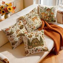 4pcs Forest Mushroom & Deer Pattern Pillow Covers, Single-Sided Printed Pillow Covers, Suitable For Living Room, Bedroom, Home Decor, All-Season Pillow Covers - Multicolor - View 9