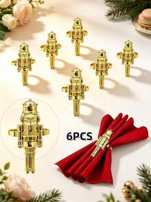 12pcs/6PCS Christmas Nutcracker Soldier Napkin Rings, Full Set Of 6 Metal Nutcracker Napkin Buckles, Christmas Table Napkin Ring Decoration Set With Painted Rhinestone Napkin Rings, Holiday Party Table Decoration Napkin Cloth Rings, Home Decor, Christmas Restaurant Table Setting Decoration, Hotel Tabletop Decoration Supplies - Multicolor - View 22