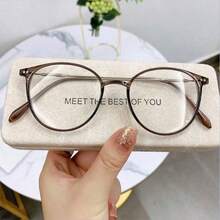 1 Pair Fashion Glasses, Minimalist Style, Suitable For Daily Wear, Transparent Glasses Accessory - Mocha Brown - View 1