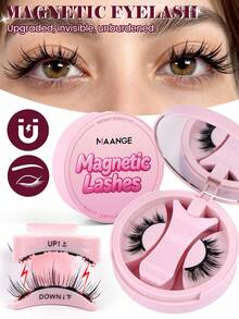 MAANGE 1 Pair CC Curl Magnetic False Eyelashes Set, With Reusable Eyelash Applicator, No Glue Needed, Cartoon Style False Eyelashes, 1 Eyelash Applicator, Perfect Fit For Eye Contour, Natural Cartoon Style False Eyelashes, Mixed Design, 3D Dense False Eyelash Strips, Create Charming Lifted Eye Makeup, Eyelash Extension Set, Women's Gift, Summer Travel Essential (First-Time Wear Of Magnetic False Eyelashes May Require Multiple Attempts) - Multicolor - View 1
