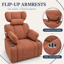 Extra Manual Rocking Recliner - Orange+Dark Brown + Chenille - View 6