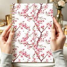 DANPERJI 1pc A5 Spiral Journal, Watercolor Cherry Blossom Floral Pattern Notebook, Floral Aesthetic, Academic & Workplace Use, Notetaking Organizer Memorandum - Flowers - View 2
