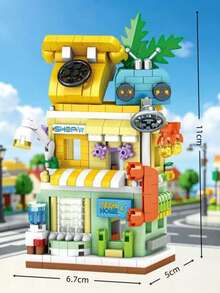 Creative Colorful Street Scene Small Particle Building Blocks Set, Cute Cartoon Commercial Street Shop Design, Rich Colors, Smooth Particles Without Burrs. Can Be Freely Assembled And Built, Exercising Children's Hands-On Ability And Spatial Thinking, Fun Educational Stress Relief. Home Decor, Parent-Child Interactive Toy, Ideal Gift For Birthdays And Holidays. - Multicolor - View 9