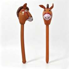 Large Inflatable Horse Head Stick Handheld Pony Stick Inflatable Toy Party Event Atmosphere Prop Outdoor Interactive Game Decoration Gift - Multicolor - View 3