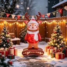 1pc 150cm Christmas Standing Scarf Reindeer Shaped Balloon, Suitable For Christmas Family Gathering, Yard, Window Display, Holiday Party Atmosphere Decoration Prop - View 4