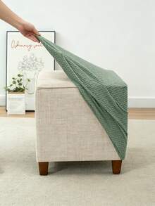 Sarung Bangku Ottoman Motif Persegi Timbul dari Kain Rajut Elastis Minimalis, Ukuran S, Cocok untuk Ruang Tamu, Kamar Tidur, Balkon, Dekorasi Dalam Ruangan, Hadiah Pindah Rumah, Aksesori Rumah Sepanjang Musim - MultiWarna - View 8