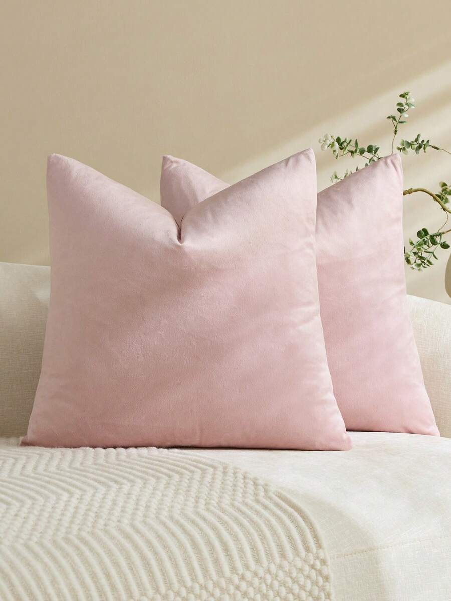 1pc/2pcs Velvet Solid Color Decorative Throw Pillow Cover (Pillow Insert Not Included), Square Cushion Cover, Holiday Home Decor Pillow, Soft & Comfortable Linen-Like Fabric, Modern Decor For Sofa, Bedroom, Dorm